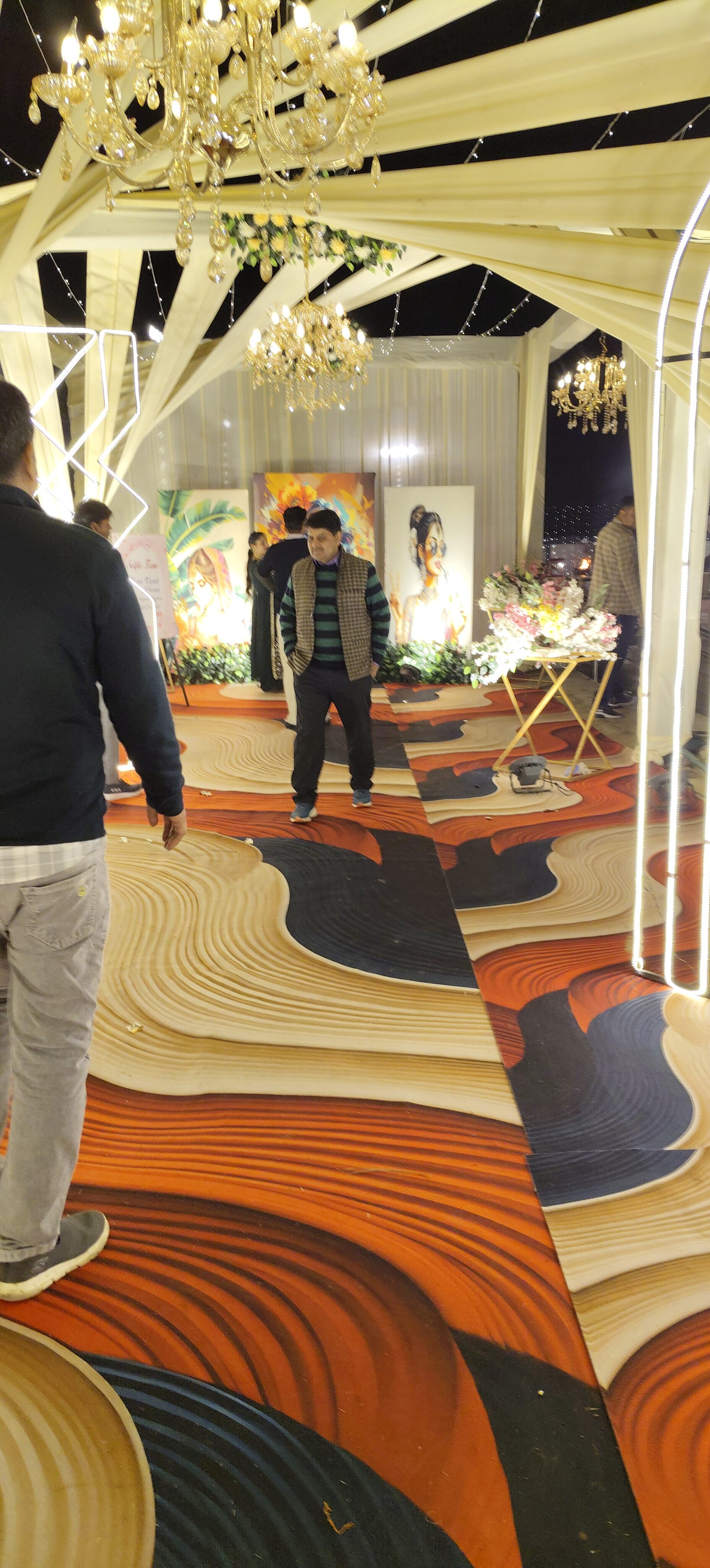 Decorated guest walkway at Rao Marriage Home